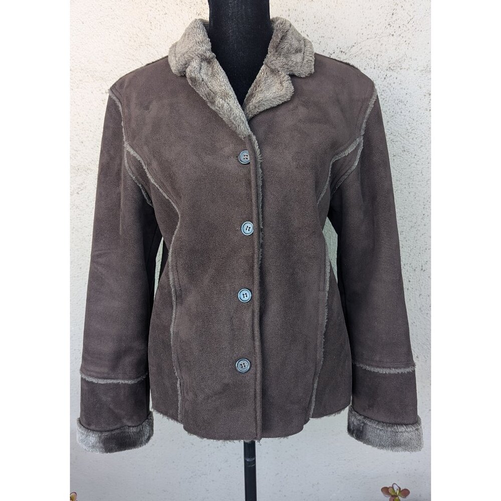 💜Luxe Suede Coat with Faux Shearling Lining & Trim